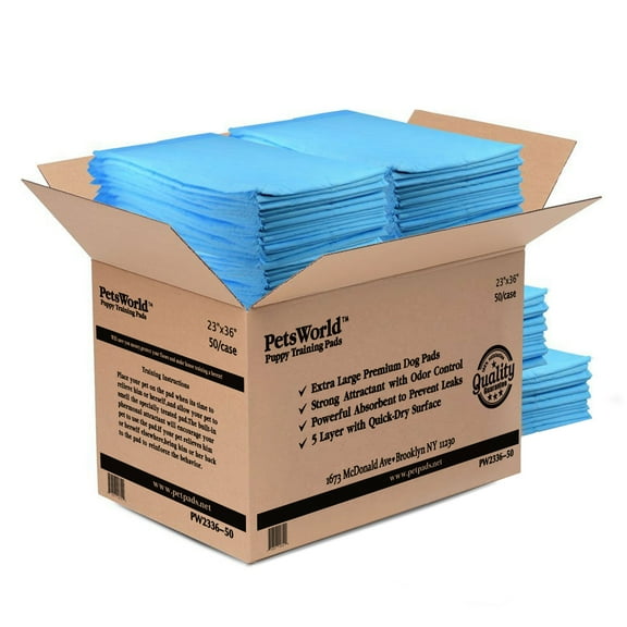 PetsWorld 23x36 Extremely Strong Puppy Training Pads, 50 Count