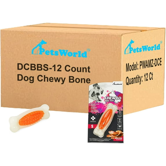 PetsWorld Dental Chewy Bacon Dog Toy, S, 12 Ct