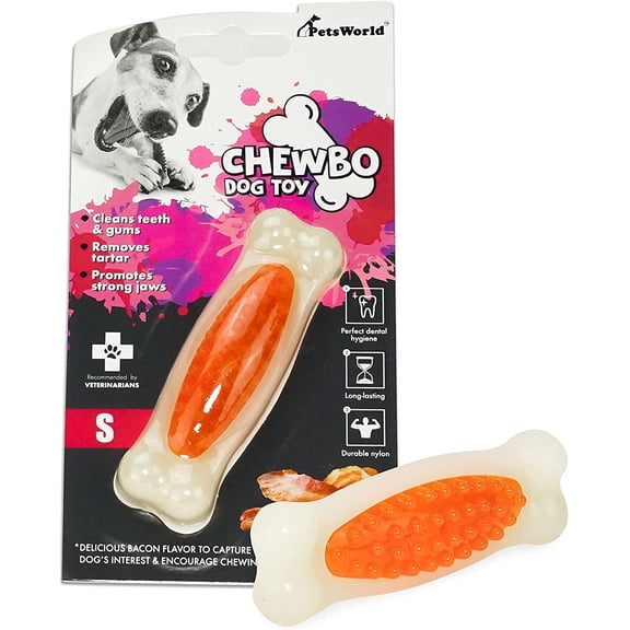 PetsWorld Dental Chewy Bacon Dog Toy, S, 2 Ct