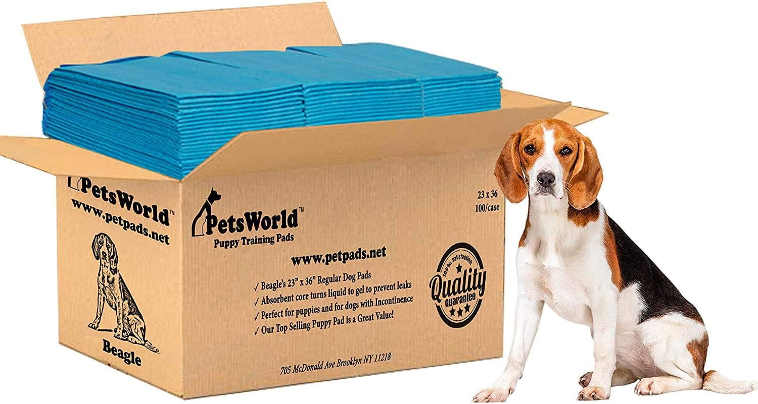 PetsWorld Extra Large Blue Puppy Training Pads, 23x36, 100 Count