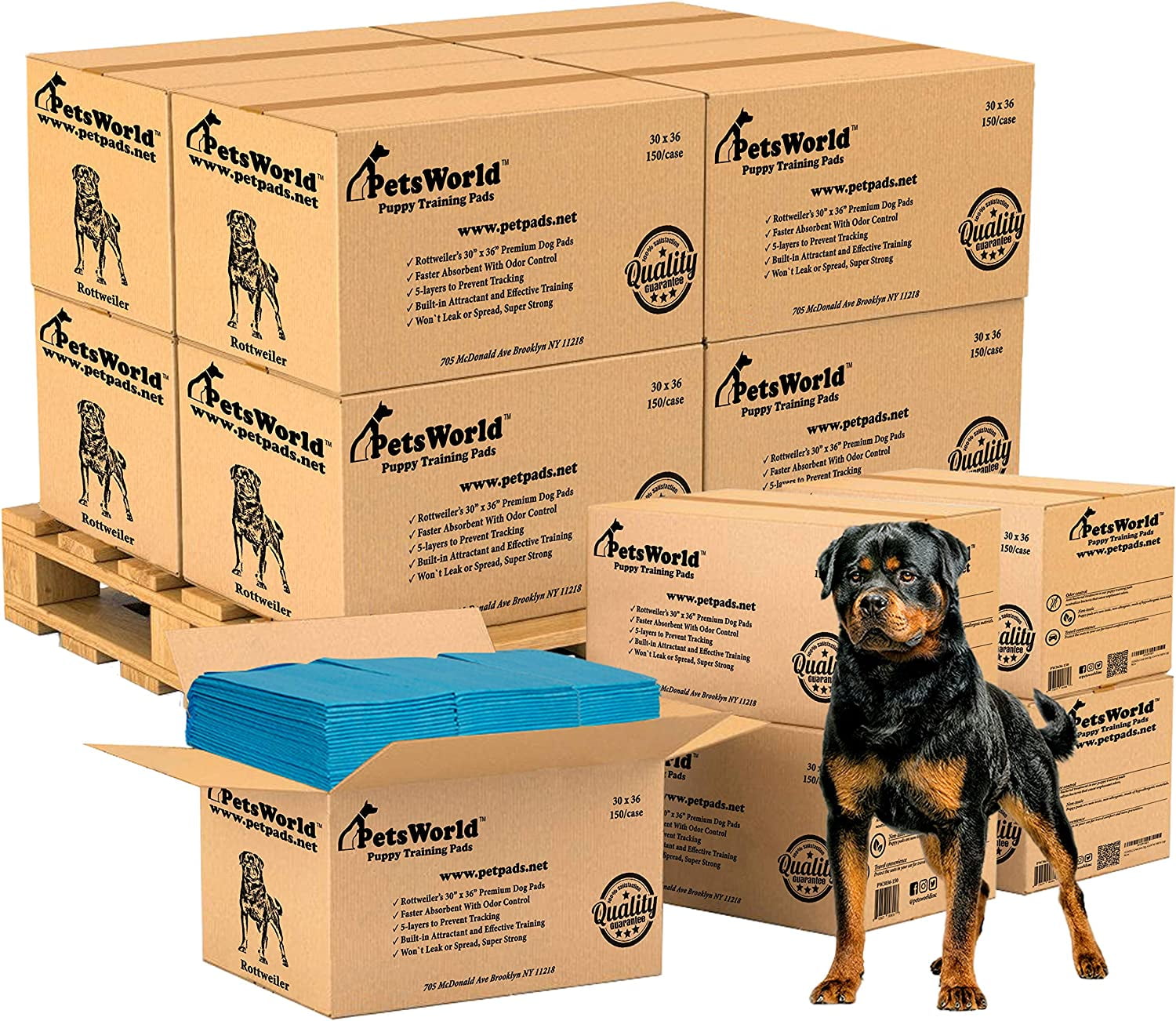 PetsWorld Extra Large Potty Pads for Dogs (30x36 inch) 1,800 Count, 5