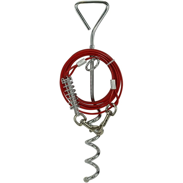 PetsWorld Heavy Duty Chrome Dog Stake Tie Out Cable for Outdoor Yard and Camping for Medium to Large Dogs 250 lb