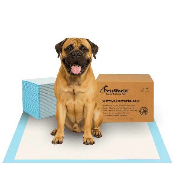 PETSWORLD Mastiff's Massive Dog Training/Potty Pads, 28x44 inch, 100 Ct, XXXL Gigantic, Tear Resistant, Super Absorbent & Leak-Proof