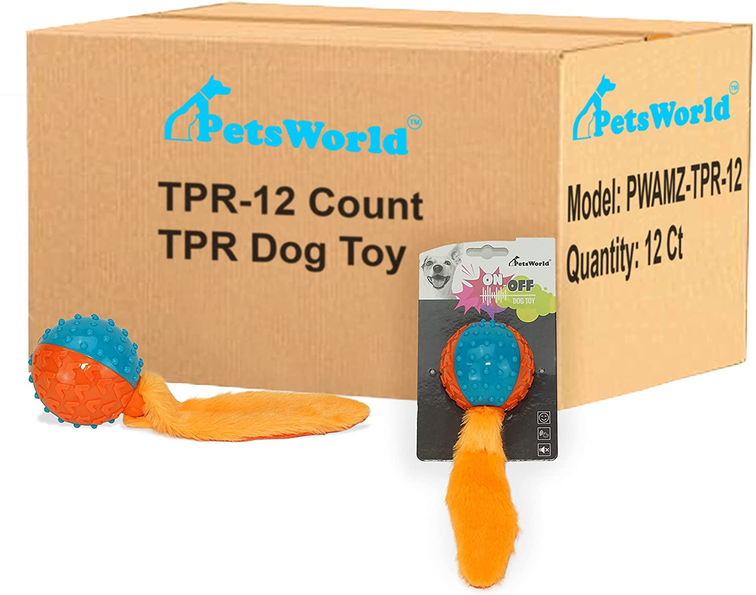 PetsWorld TPR Squeaky Dog Fetch Ball for Small, Medium and Large Dogs, 12 Ct