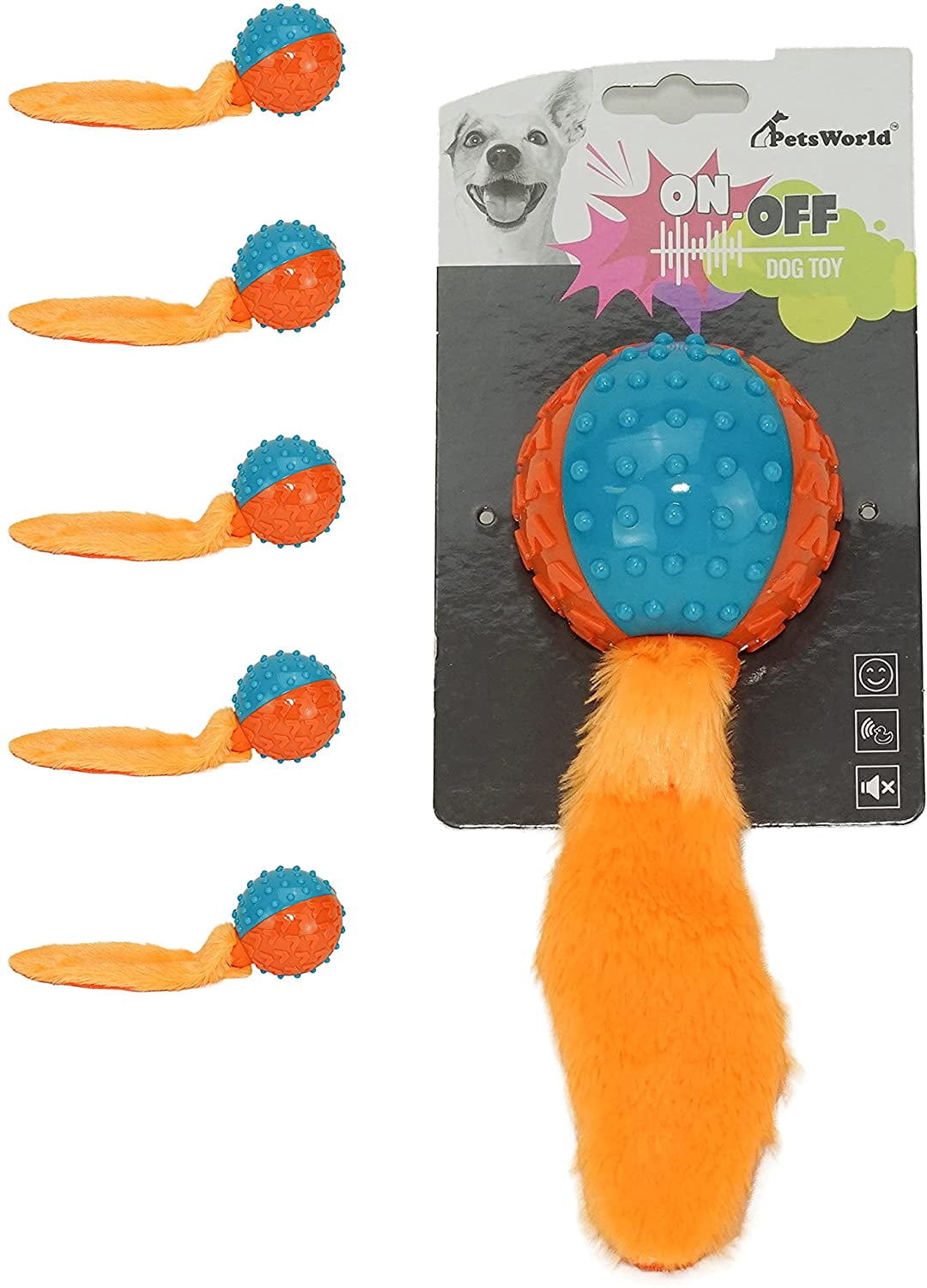 PetsWorld TPR Squeaky Dog Fetch Ball for Small, Medium and Large Dogs, 6 Ct