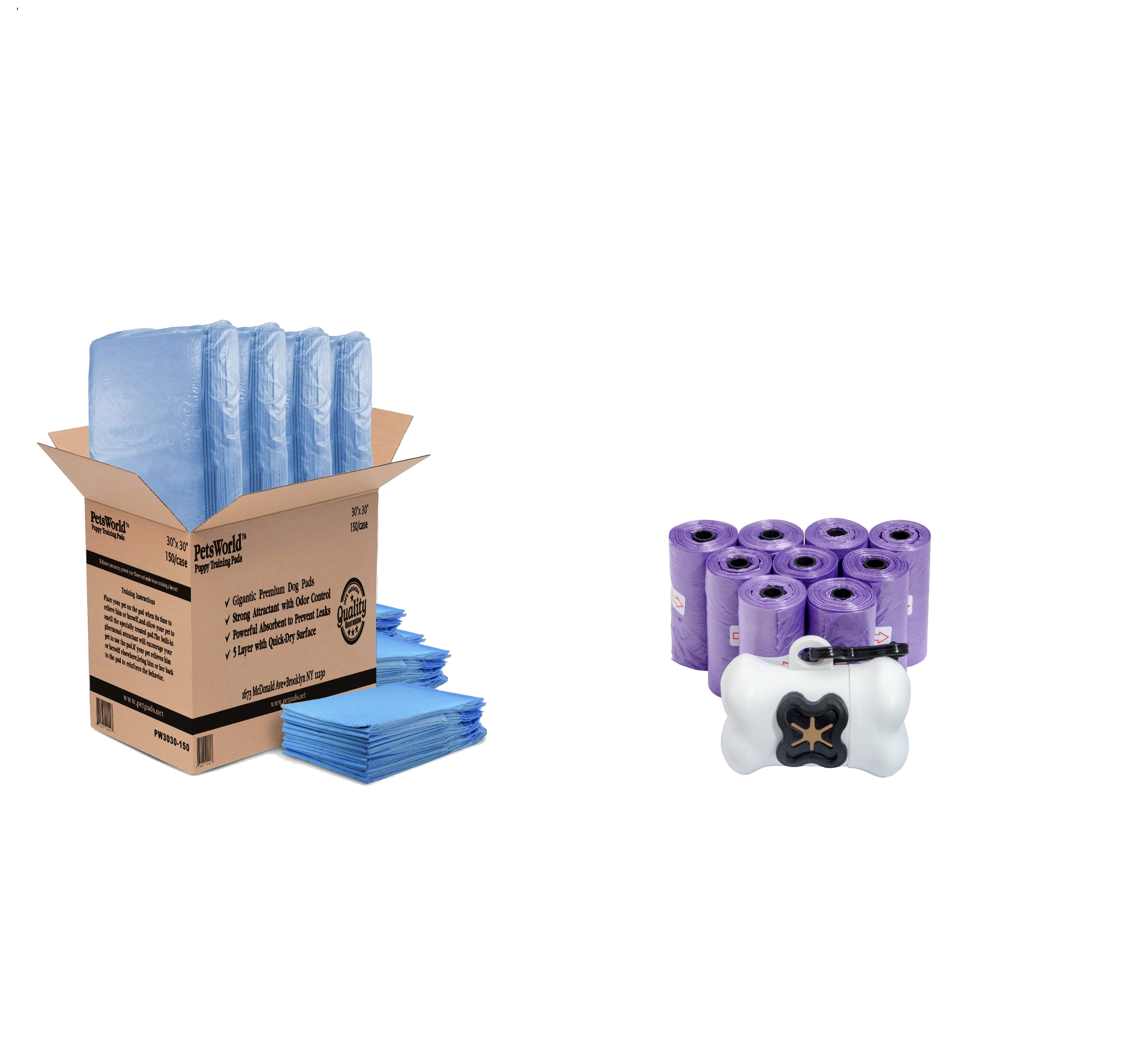 PetsWorld XXL Puppy Training Pads (30x30), 150 Ct.+ Free Bonus Dog