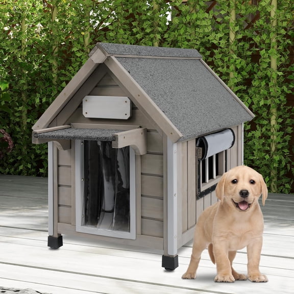 Petsblublu Dog House Outdoor Indoor Waterproof for Small Dog with Raised Feet, 18" D*28.5" W*24" H