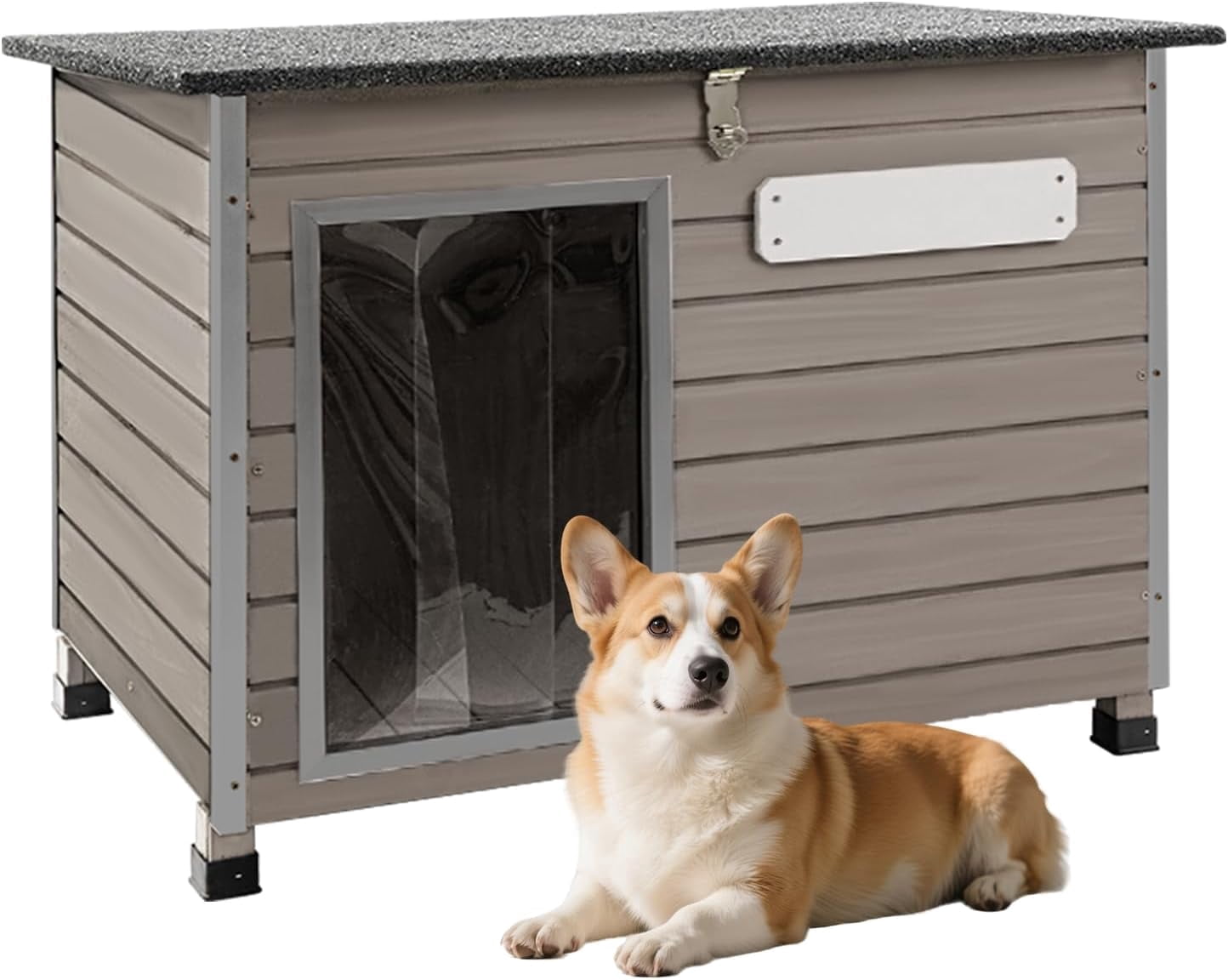 Petsblublu Outdoor Dog House Indoor Anti-Chewing Iron Frame Dog Kennel，34" D X 22" W X 25" H