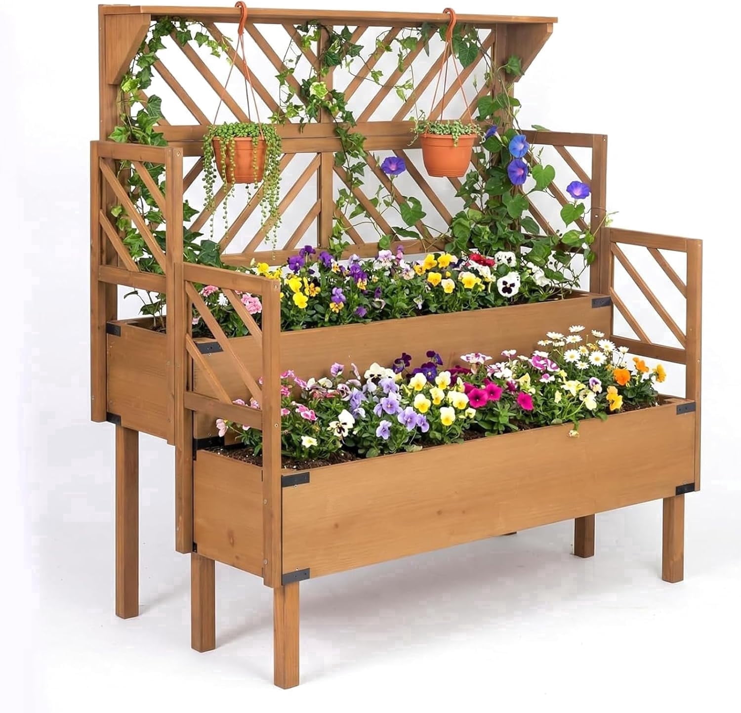Smart Carts Outdoor 4x8 Cedar Garden Raised Bed, Easy Assembly