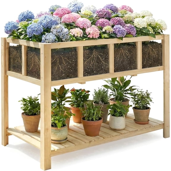 Petsblublu Raised Garden Bed with Legs, Outdoor Elevated Reinforced Planter,43.7"L x 23.2"W x 30.7"H