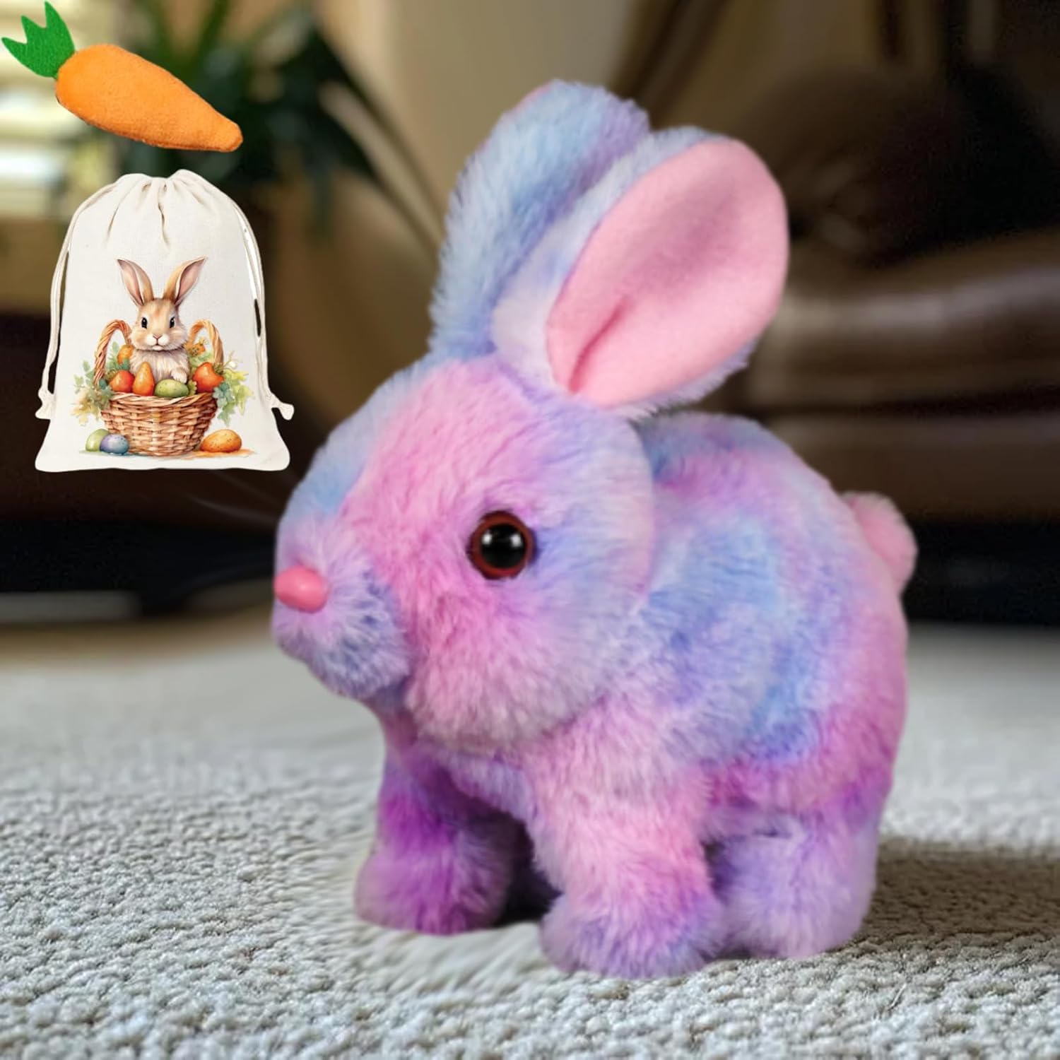 Jouet Lapin Interactif Petsboro - Lapin Sautillant Avec Sons Et Mouvements Réalistes | Peluche Interactive Enfant