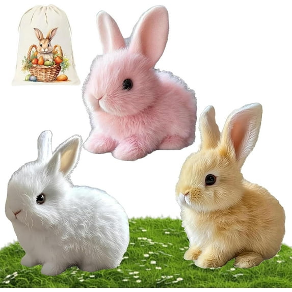 Petsboro Bunnypal, Realistic Bunny Toy, Petsboro Bunny Pal, Easter Bunby - My Realistic Toys, Bunbi Realistic Stuffed Animal, Robot Rabbit for Kids, Handmade Plush Interactive Basket Stuffers (Mix)