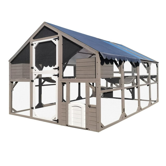 Petscosset 110" Large Catio Outdoor Cat Enclosure, Multi Cats Cat House Weatherproof, Small