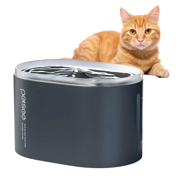 Petsee Automatic Water Fountain for Cats & Small Dogs, 2.5L BPA-Free Pet Water Dispenser with Ultra-Quiet Pump, Multi-Filtration, Gray