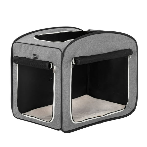 Petsfit 17x31x26 inches Collapsible Dog Travel Crate, Portable Pop Up Dog Crate for Medium Large Dogs for Indoor/Outdoor Use Grey