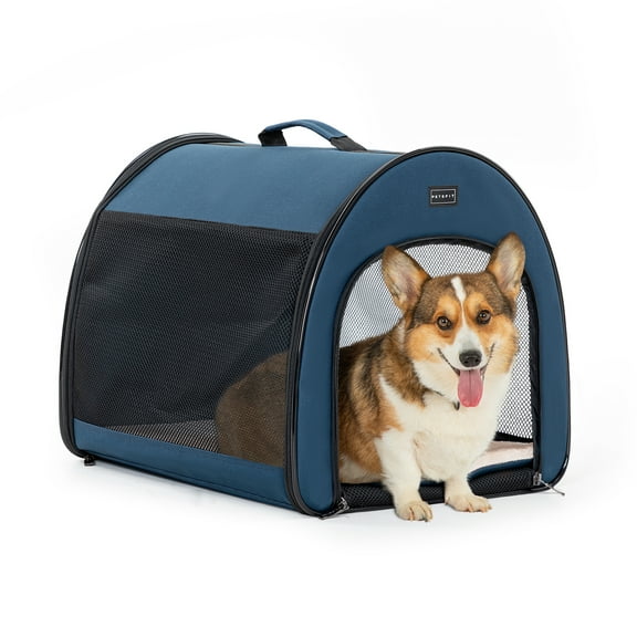 Petsfit 19" Lx26 Wx20 H Soft Dog Crate, Arch Design Indoor Dog Kennel Outdoor/Indoor Use, Collapsible Portable Dog Crate , Navy Blue