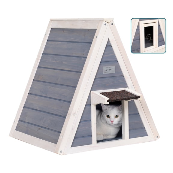 Petsfit Outdoor Cat House Weatherproof, Outside Feral Cat House with Escape Door,Outdoor Indoor Pet House for Small Animal,Solid