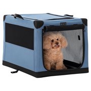 Petsfit Dog Travel Crate, Adjustable Fabric Cover by Spiral Iron Pipe, Chew Proof 3 Door Design, Portable Collapsible Pet Crate Blue
