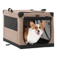 thumbnail image 1 of Petsfit 30inch Soft Pet Crate, 30" L x 20" W x 19" H Dog Travel Kennel with Adjustable Fabric Cover by Spiral Iron Pipe, 3 Door ,Brown, 1 of 9