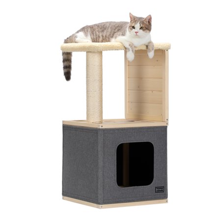 Petsfit 32" Cat Tree with Scratching Post Multi-Level Towers, Cat Activity Tower with Removable Oxford Cloth and Soft Mats