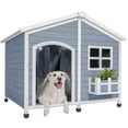 thumbnail image 1 of Petsfit 47" Dog House Outdoor with Waterproof PVC Roof, Extra Large Dog House for 2 Medium Dogs, Dog House Outdoor Large Breed, XXL Dog Houses with Window, Gray, 1 of 8
