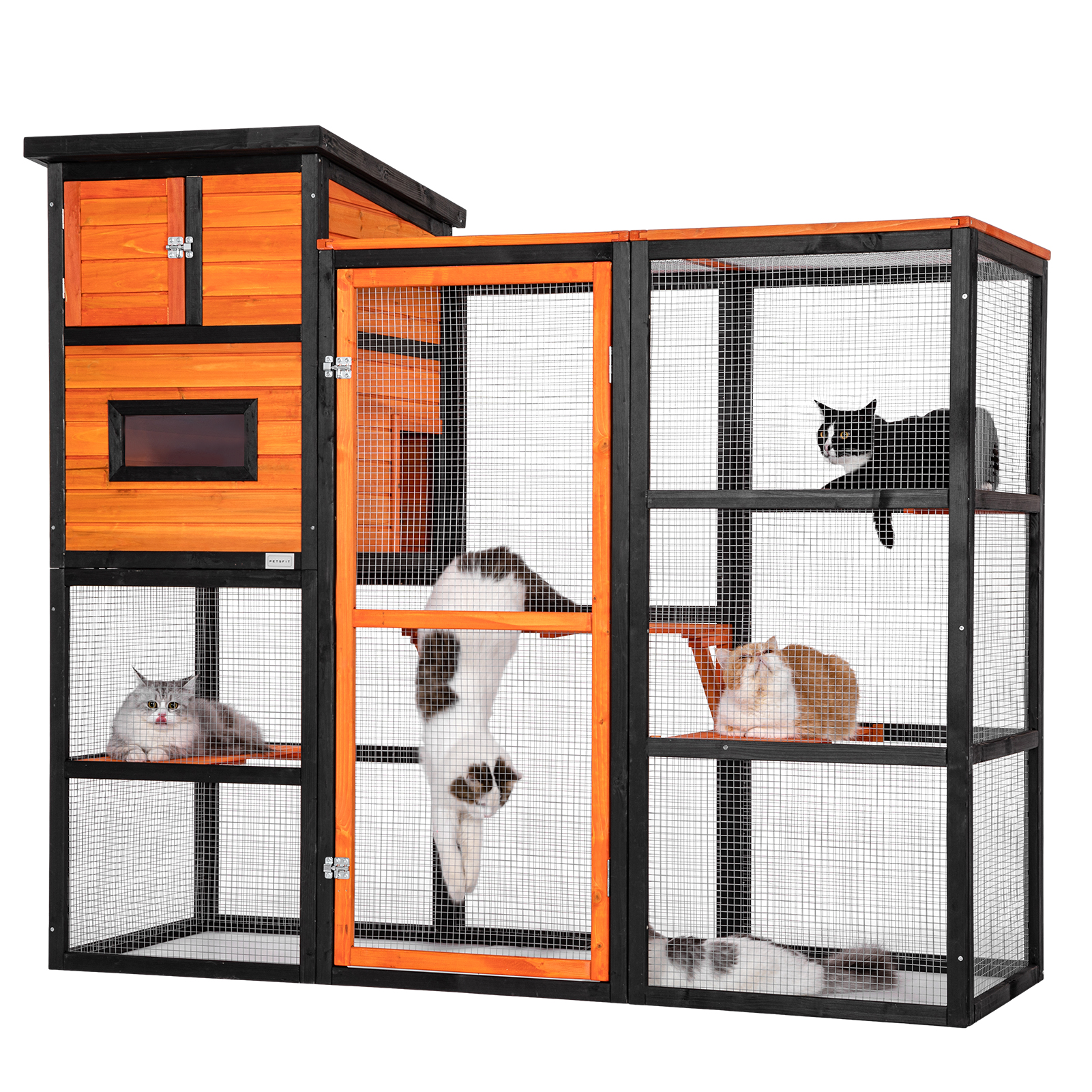 Petsfit Outdoor Catio 4 Tries, 2 Resting Room, 4 Platforms and