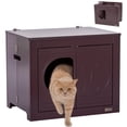 thumbnail image 1 of PETSFIT Cat House Enclosure, Unfold to Use, No Assembly Needed, Cat House & End Table,Espresso, 1 of 9