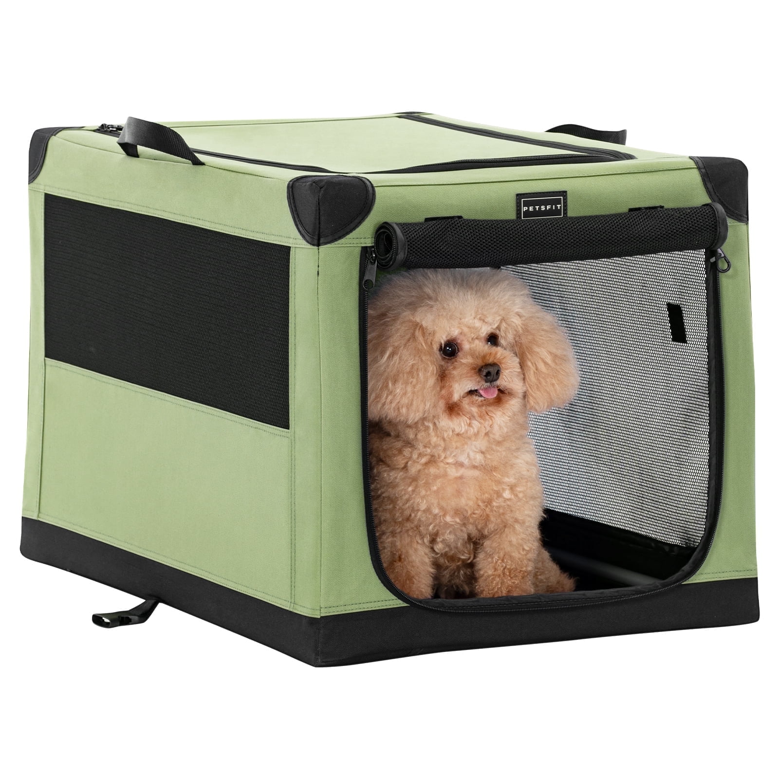 PETSFIT Collapsible Dog Crate, Dog Travel Crate - 26 Inch Lightweight ... - Soft Dog Crate For Small Dogs In Travel