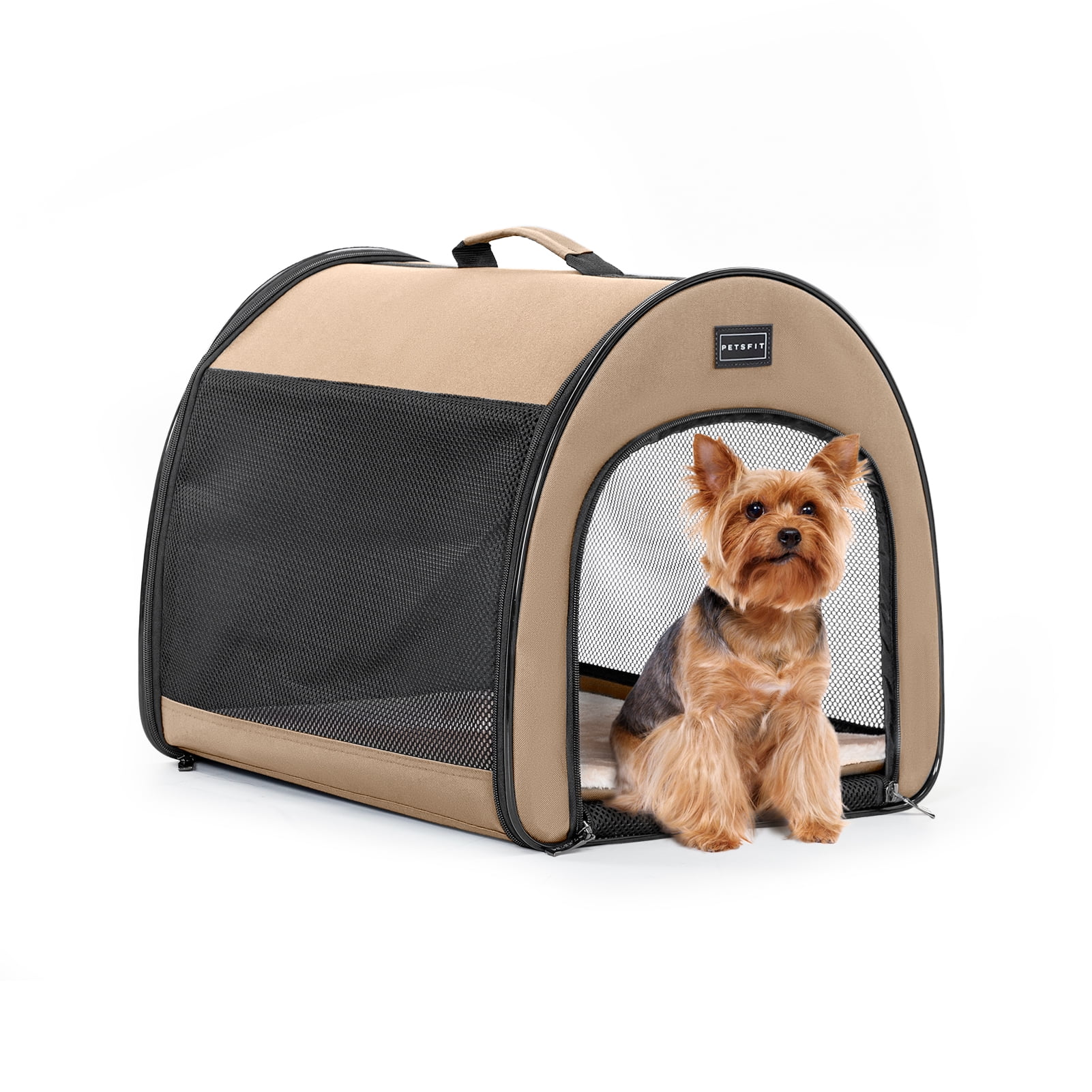 View of Petsfit Dog Travel Crate,Arch-Designed Collapsible Dog Crate with a ...