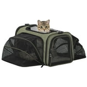 Petsfit Expandable Cat Carriers, 16 Inch Airline Approved Pet Carrier with 2 Extensions, Soft Washable Cushion, Self-Locking Zipper Head, Built-in Safety Rope, Fit for Travel