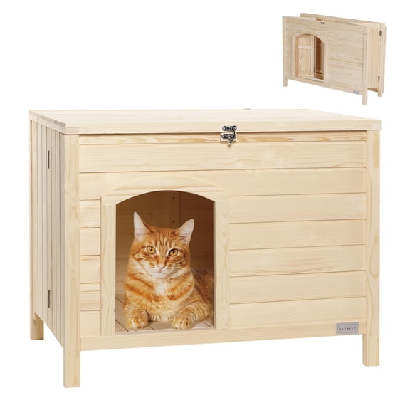 Petsfit Folding Cat House, No Tools Required for Assembly, Cat house Furniture, Indoor Dog House for Small Dog, 30" L21" W24.5" H.