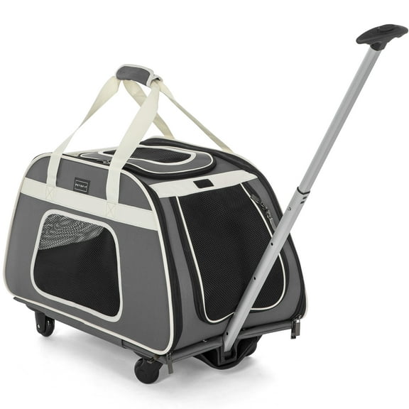 Petsfit Large Pet Carrier with Wheels Designed for 2 Small Dogs/Multiple Kittens/Medium Dogs with Adjustable Safety Rope & Waterproof Bottom(  )