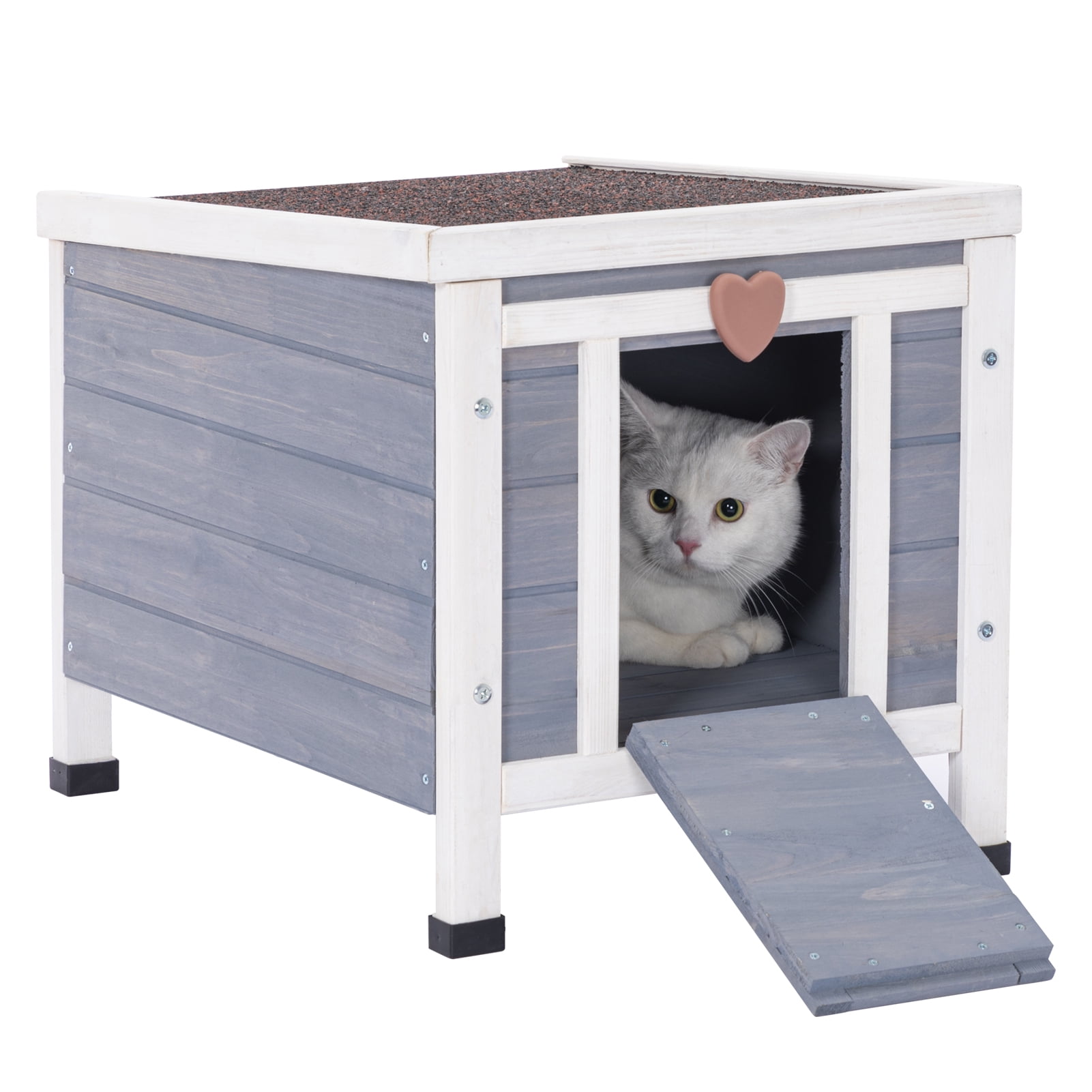 Petsfit Outdoor Cat House Higher Feet Feral House for Rabbit Hutch with