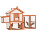 thumbnail image 1 of Petsfit Outdoor Wooden Chicken Coop Multi-Level Hen House, Poultry Cage w/Ramps, Run, Nesting Box, Wire Fence, 4 Access Areas, Removable Bottom for Easy Cleaning, 1 of 8
