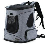 Petsfit Pet Backpack Carrier with Upgrade Waist Cushion Design, Suitable for Small and Medium Dogs Cats,Grey,22 lb Limit