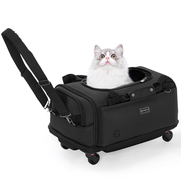 Petsfit Pet Carrier Airline Approved-Upgraded Anti-Collapse Bottom & Portable Hand Strap Design,up to 20lbs(Black)