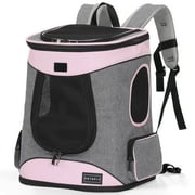 Petsfit Regular Pet Carrier Backpacks with Upgrade Waist Cushion Design, Suitable for Small and Medium Dogs Cats,Pink, 22 lb Limit