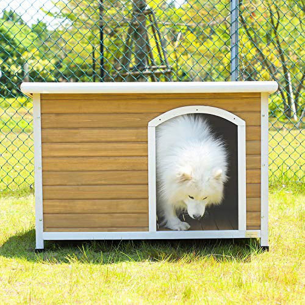 Large Yellow and White Wooden Outdoor Dog House