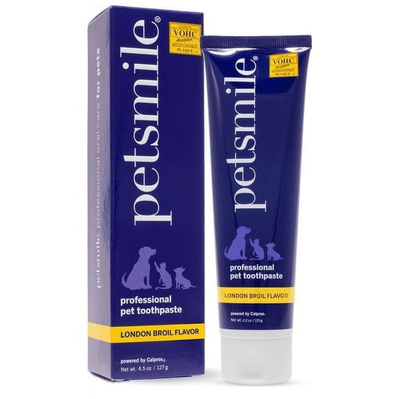 Petsmile VOHC Dog & Cat Toothpaste, Proven Plaque & Tartar Control, London Broil, 4.2 oz