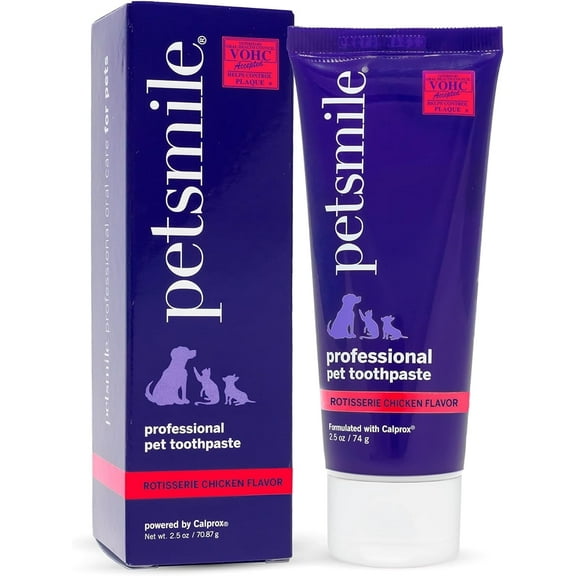 Petsmile VOHC Dog & Cat Toothpaste, Proven Plaque & Tartar Control, Rotisserie Chicken, 2.5 oz