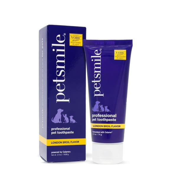 Petsmile VOHC Dog & Cat Toothpaste, Proven Plaque & Tartar Control, London Broil, 2.5 oz