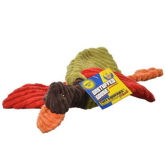 Petsport Tuff Squeak Unstuffed Goose Plush Dog Toy [Dog, Toys Sheepskin & Cloth] 1 Goose (Assorted Colors)