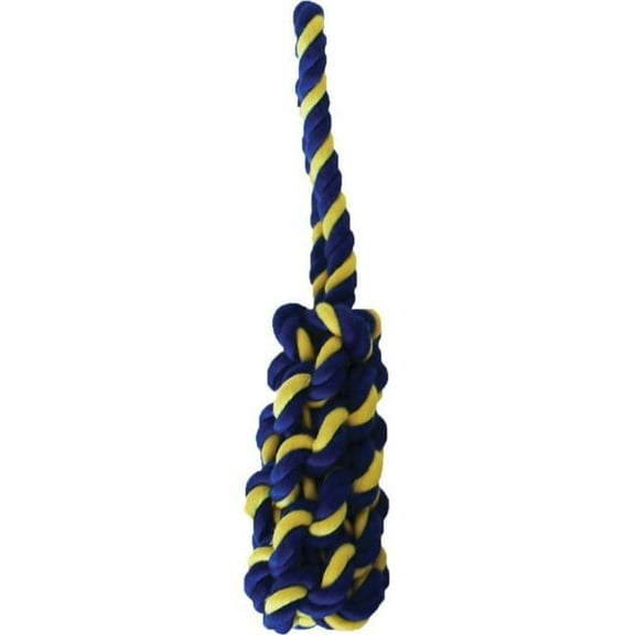 Petsport USA 713080803781 7 in. Twisted Chew Bumper Dog Toy, Blue & Yellow - Mini