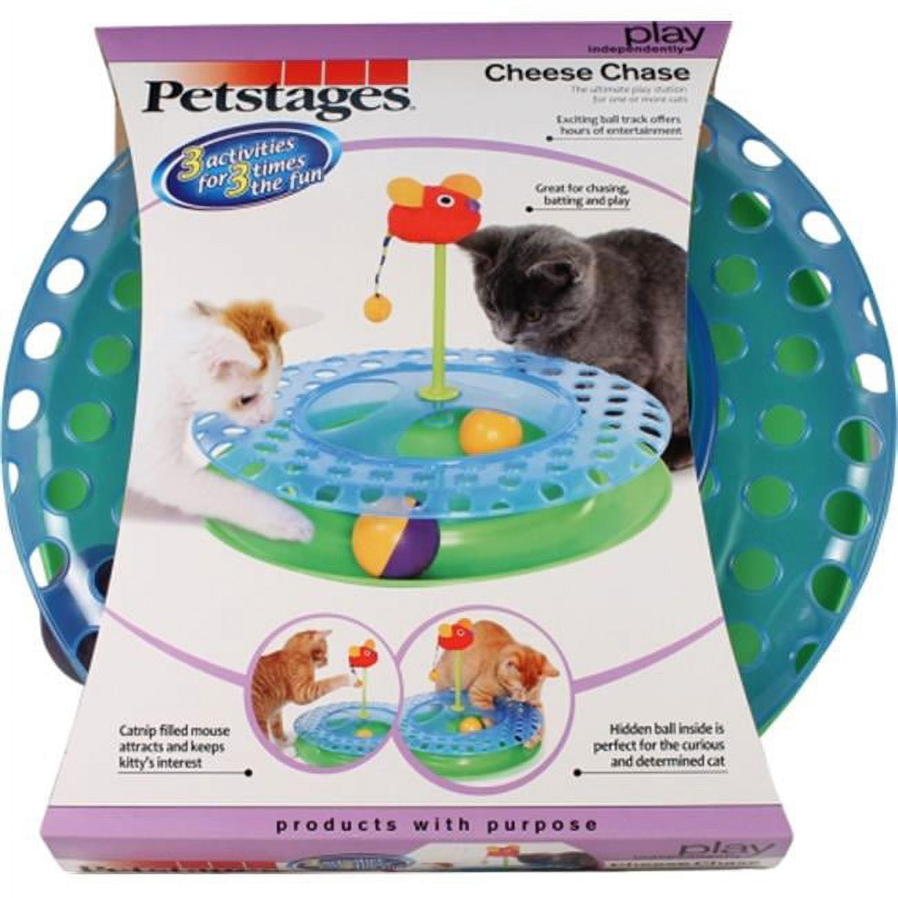 Petstages 066754 Cheese Chase With Catnip Mouse Cat Toy Blue Walmart