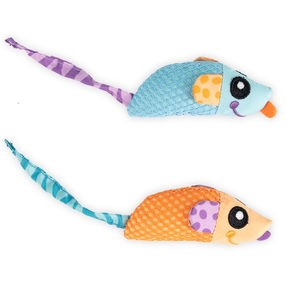 Catstages Catnip Dental Chew Mice Toy - Interactive Cat Chew Toy, 2-Pack