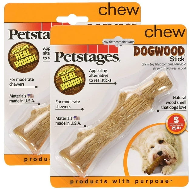 Petstages Dogwood Durable Real Wood Dog Chew Toy for Dogs Small 2pk