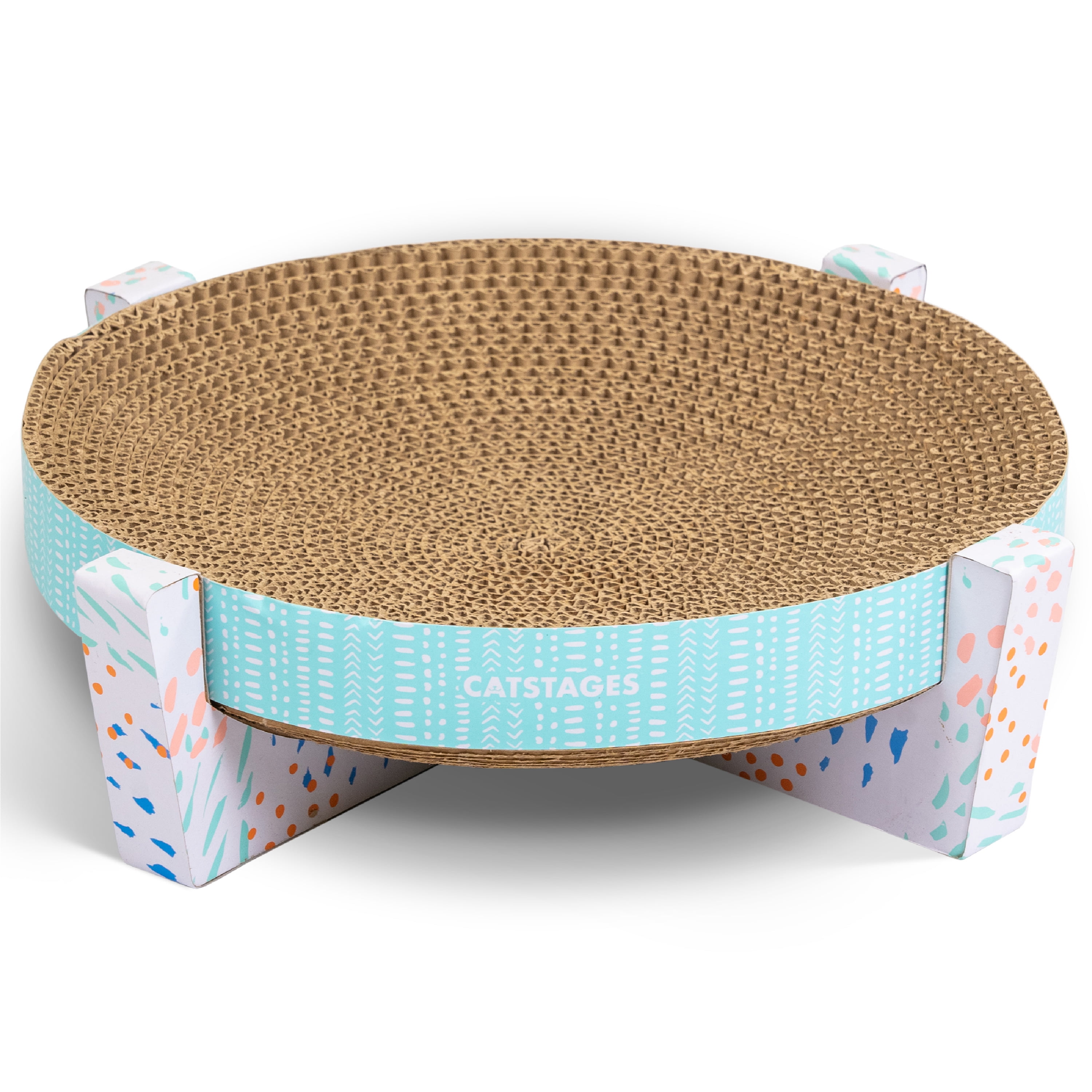 Colorful Corrugated Cardboard Cat Scratcher with Catnip