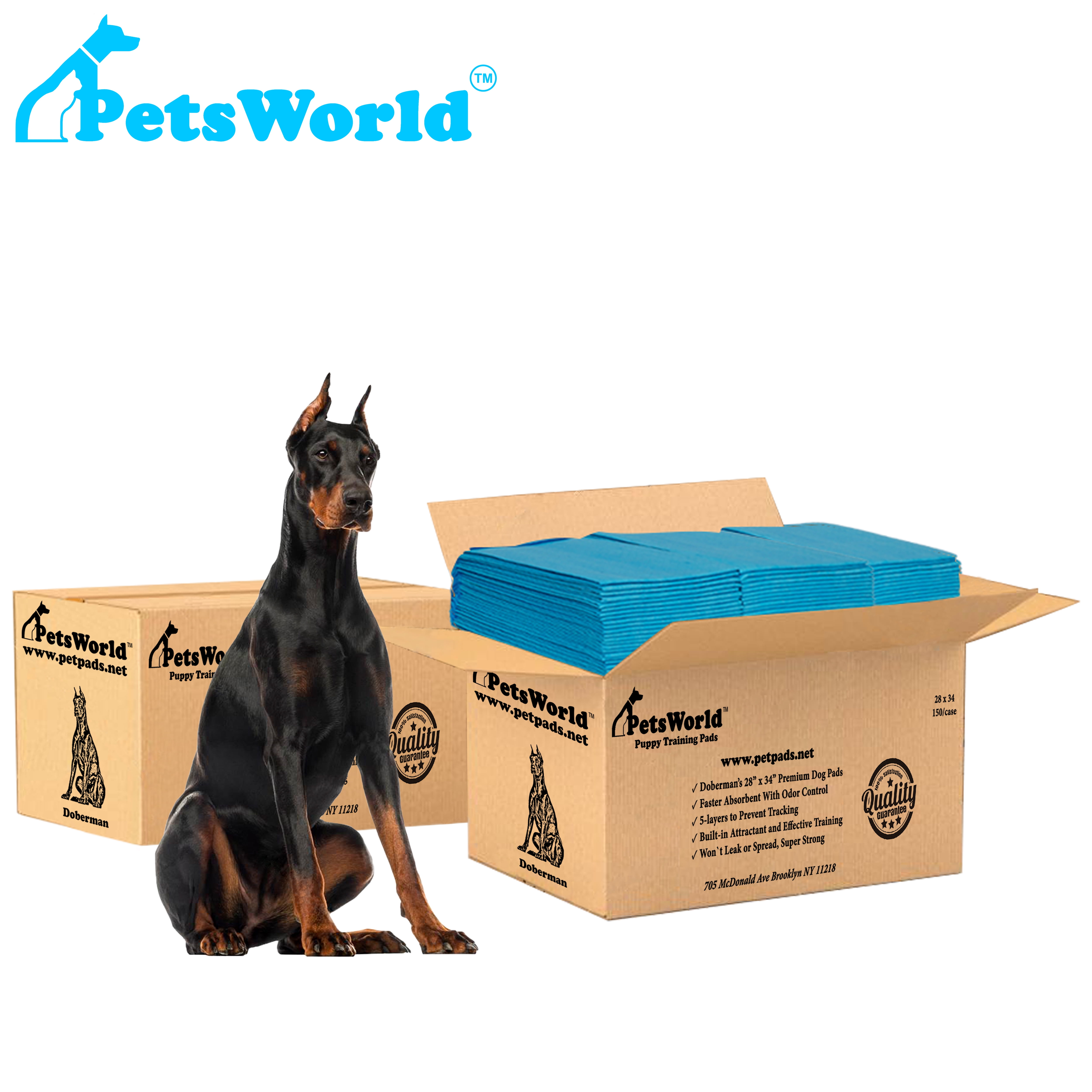 Petsworld heavy absorbent puppy training pads, 28 in x 34 in, 300 count