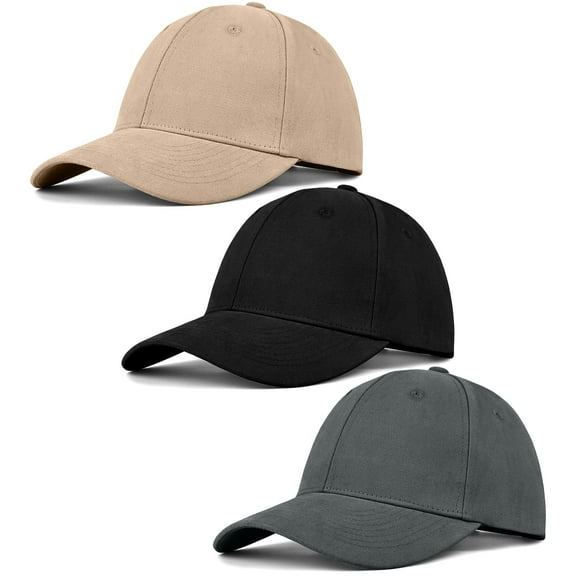 Pett 3 Pack Unisex Cotton Adjustable Solid Color Baseball Caps (Black+Gray+Green)
