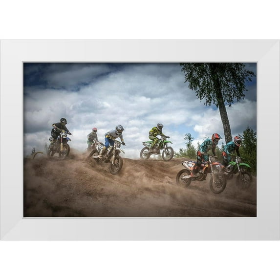 Pettersson, Benny 14x11 White Modern Wood Framed Museum Art Print Titled - Swedish Championships In Motocross 2016